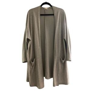 Anthropologie Donni Grey White Long Sleeve Kimono Sz OSFM